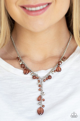 Paparazzi Accessories Crystal Couture - Brown Necklace & Earrings 