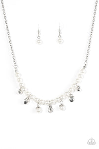 Paparazzi Accessories A HEART-Luck Story - White Necklace & Earrings 