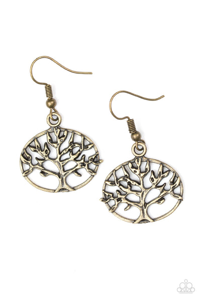 Paparazzi Accessories Dream TREEHOUSE - Brass Earrings 