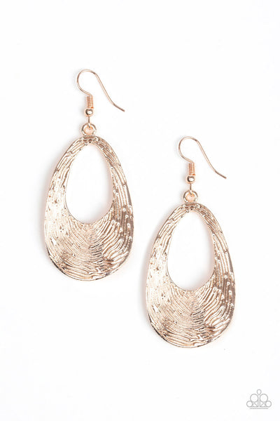 Paparazzi Accessories Mean Sheen - Rose Gold Earrings 