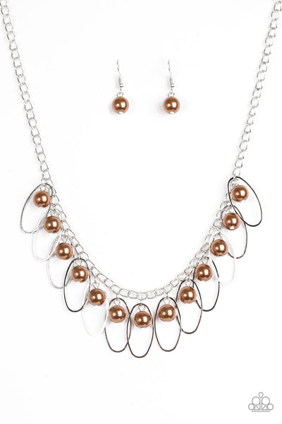 Paparazzi Accessories Party Princess - Brown Necklace & Earrings 