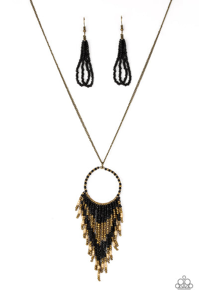 Paparazzi Accessories Badlands Beauty - Black Necklace & Earrings 