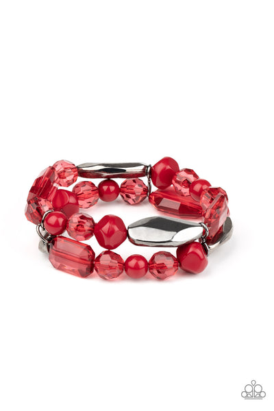 Paparazzi Accessories Rockin Rock Candy - Red Bracelet 