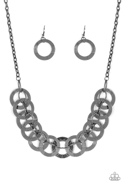 Paparazzi Accessories The Main Contender - Black Necklace & Earrings 