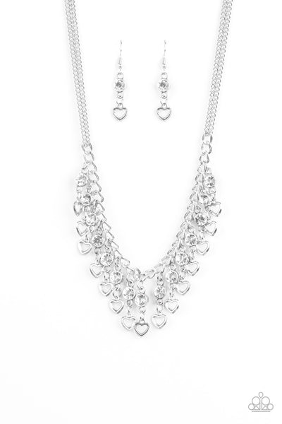 Paparazzi Accessories Valentines Day Drama - White Necklace & Earrings 