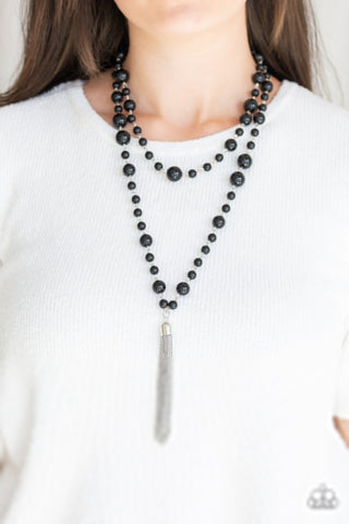 Paparazzi Accessories Social Hour - Black Necklace & Earrings 