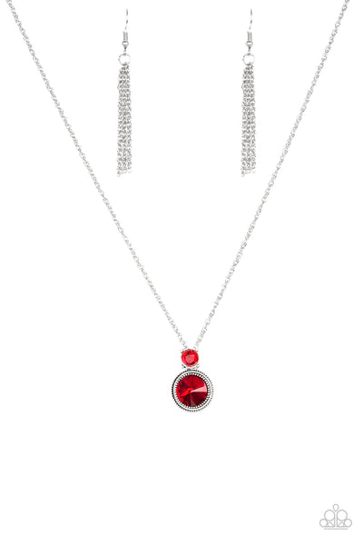 Paparazzi Accessories Date Night Dazzle - Red Necklace & Earrings 