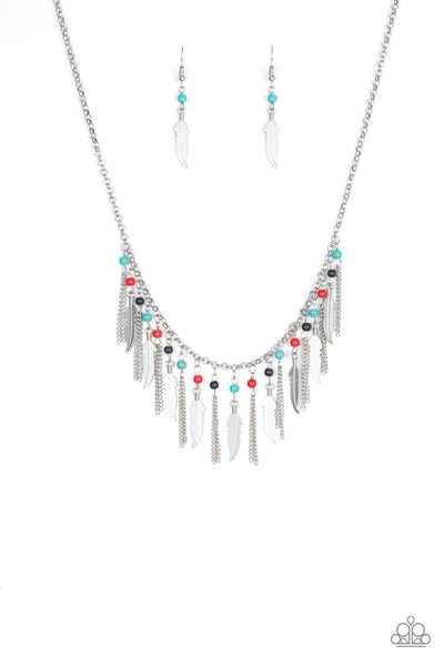 Paparazzi Accessories Feathered Ferocity - Multi Necklace & Earrings 