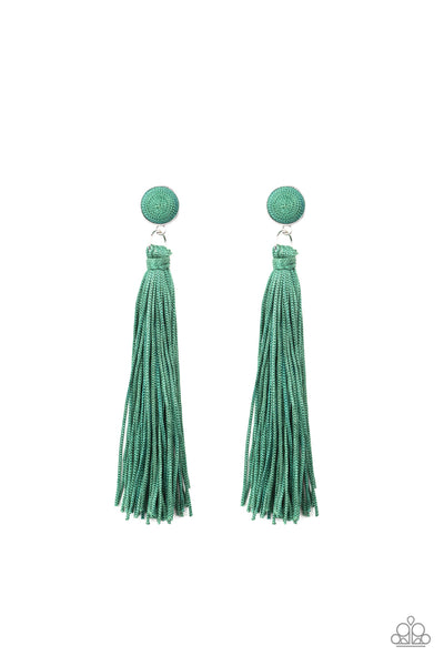 Paparazzi Accessories Tightrope Tassel - Green Earrings 