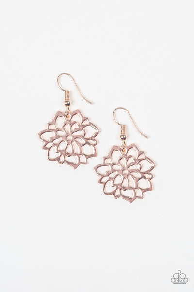 Paparazzi Accessories Darling Dahlia - Rose Gold Earrings 