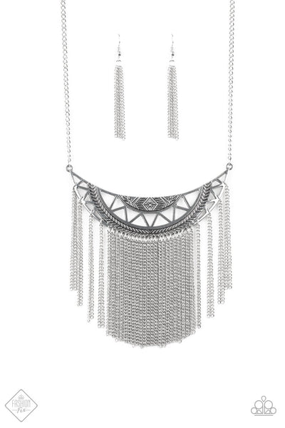 Paparazzi Accessories Empress Excursion - Silver Necklace & Earrings 