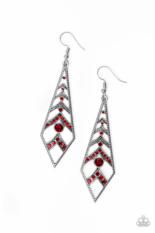 Paparazzi Accessories Flared Flair - Red Earrings 