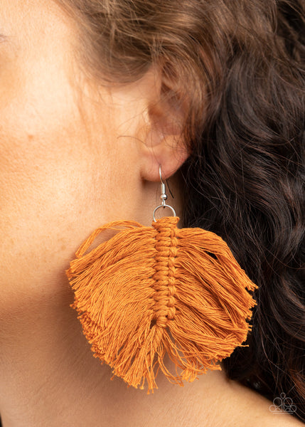 Paparazzi Accessories Macrame Mamba - Brown Earrings 