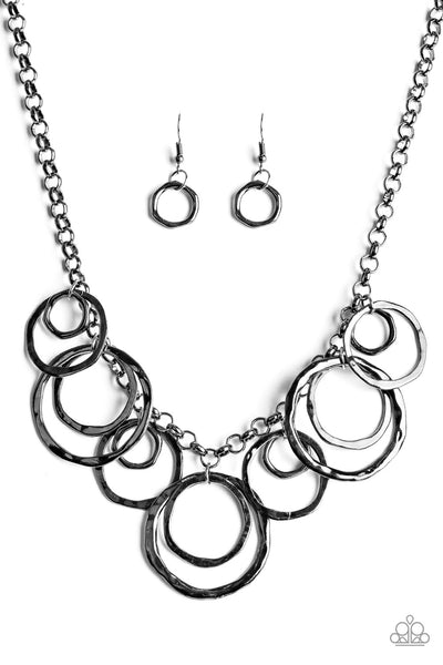 Paparazzi Accessories Tour de FIERCE - Black Necklace & Earrings 