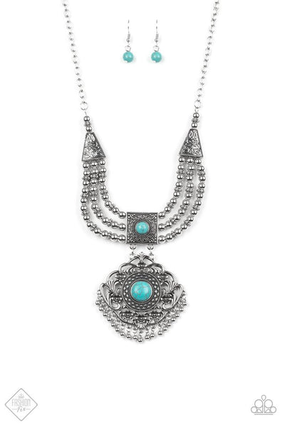 Paparazzi Accessories Santa Fe Solstice Blue Necklace & Earrings 