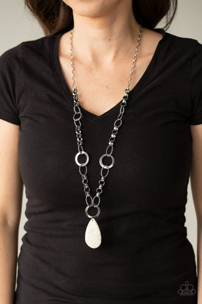 Paparazzi Accessories Recycled Refinement - White Necklace & Earrings 