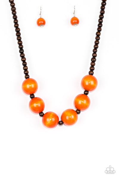 Paparazzi Accessories Oh My Miami - Orange Necklace & Earrings 