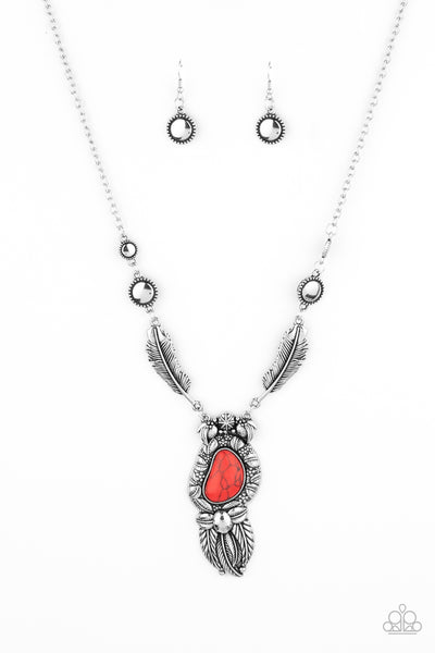 Paparazzi Accessories Ruler of The Roost - Red Necklace & Earrings 