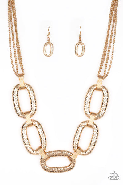 Paparazzi Accessories Take Charge - Gold Necklace & Earrings 