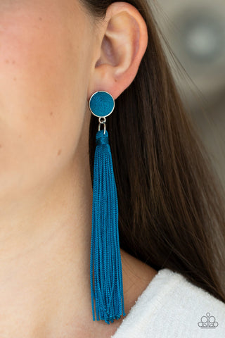 Paparazzi Accessories Tightrope Tassel - Blue Earrings 