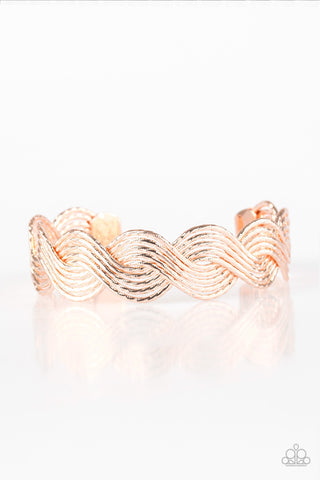 Paparazzi Accessories Braided Brilliance - Rose Gold Bracelet 