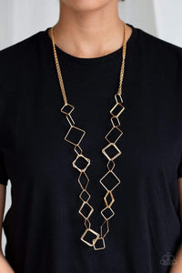 Paparazzi Accessories Backed Into A Corner - Gold Necklace & Earrings 