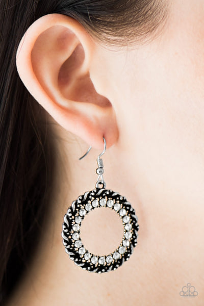 Paparazzi Accessories Grunge and Glitter - White Earrings 