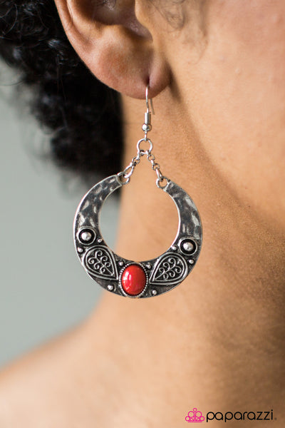 Paparazzi Accessories Swing Away - Red Earrings 