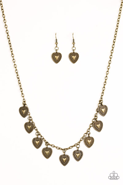 Paparazzi Accessories Lost In The Moment - Brass Necklace & Earrings 