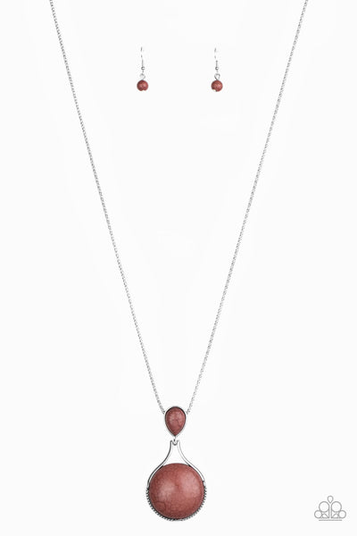 Paparazzi Accessories Desert Pools - Brown Necklace & Earrings 