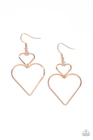 Paparazzi Accessories Heartbeat Harmony - Rose Gold Earrings 