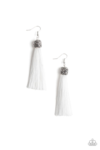 Paparazzi Accessories Make Room For Plume - White Earrings 