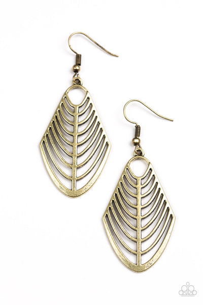 Paparazzi Accessories Right On TRACKER - Brass Earrings 