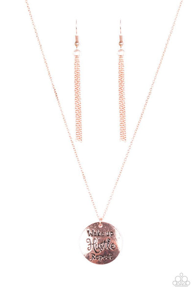 Paparazzi Accessories Hustle On Repeat - Copper Necklace & Earrings 