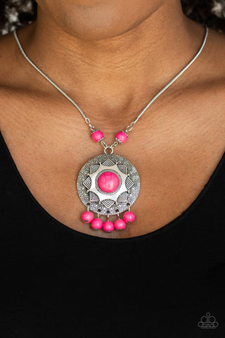 Paparazzi Accessories Santa Fe Garden - Pink Necklace & Earrings 