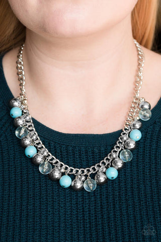 Paparazzi Accessories Keep A GLOW Profile - Blue Necklace & Earrings 
