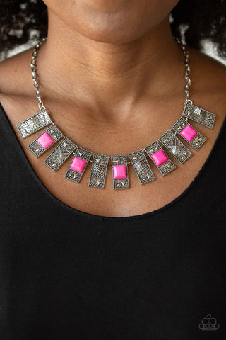 Paparazzi Accessories The MANE Contender - Pink Necklace & Earrings 