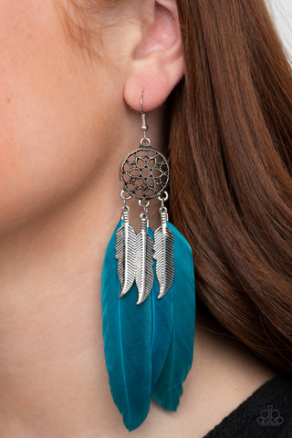 Paparazzi Accessories In Your Wildest DREAM-CATCHERS - Blue Earrings 