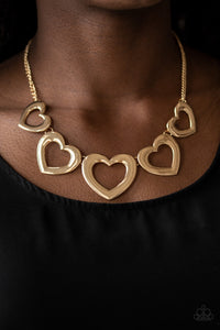Paparazzi Accessories Hearty Hearts - Gold Necklace & Earrings 