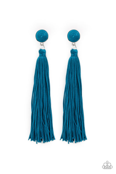 Paparazzi Accessories Tightrope Tassel - Blue Earrings 