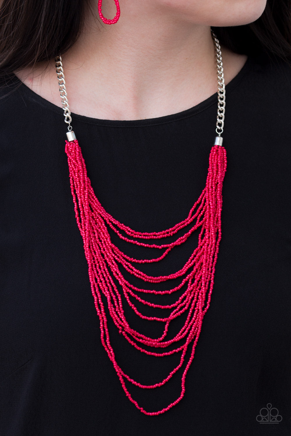 Paparazzi Accessories Bora Bombora - Red Necklace & Earrings 