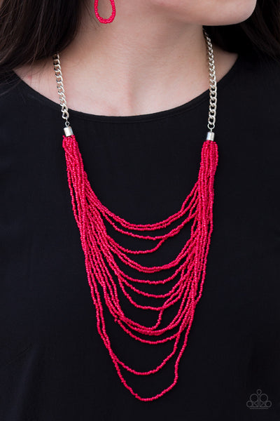 Paparazzi Accessories Bora Bombora - Red Necklace & Earrings 