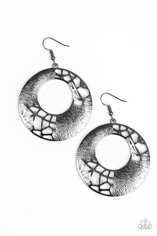 Paparazzi Accessories Shattered Shimmer - Black Earrings 