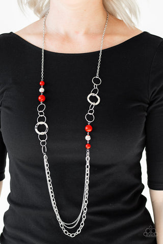 Paparazzi Accessories Modern Motley - Red Necklace & Earrings 