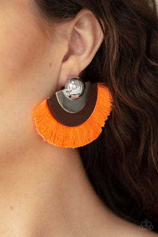 Paparazzi Accessories Fan The FLAMBOYANCE - Orange Earrings 