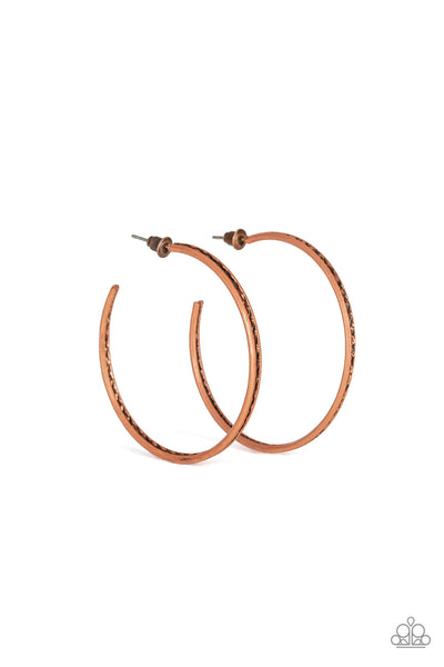 Paparazzi Accessories Texture Tempo - Copper Earrings 