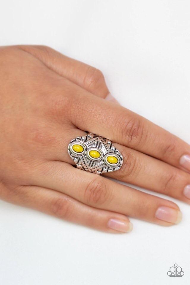 Paparazzi Accessories Mayan Motif - Yellow Ring