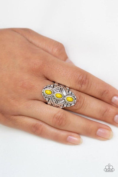 Paparazzi Accessories Mayan Motif - Yellow Ring