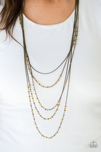 Paparazzi Accessories Glitter Go-Getter - Brass Necklace & Earrings 