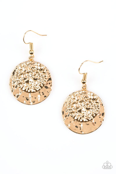 Paparazzi Accessories Texture Tribute - Gold Earrings 